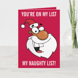 Zwarte Kerstman maakt zijn Naughty List Feestdagen Kaart