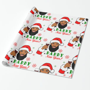 Zwarte kerstman Man Mannen bibard Cadeaupapier