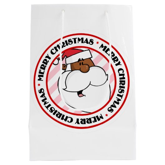 Zwarte kerstman medium cadeauzakje (Achterkant)