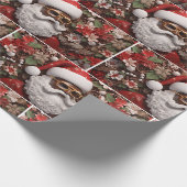 Zwarte Kerstman Melanin Kerst 3D St. Nick Cadeaupapier (Hoek)