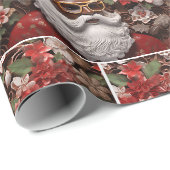 Zwarte Kerstman Melanin Kerst 3D St. Nick Cadeaupapier (Rol Hoek)