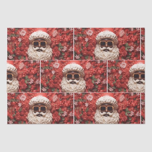 Zwarte Kerstman Melanin Kerst 3D St. Nick Tissuepapier (Voorkant)