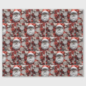 Zwarte kerstman, melanine kerst, lelijke kerstzeug cadeaupapier (Vlak)