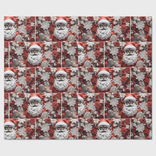 Zwarte kerstman, melanine kerst, lelijke kerstzeug cadeaupapier (Zoom)