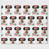 Zwarte kerstman, melanine kerst, lelijke kerstzeug cadeaupapier (Vlak)