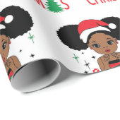 Zwarte kerstman, melanine kerst, lelijke kerstzeug cadeaupapier (Rol Hoek)