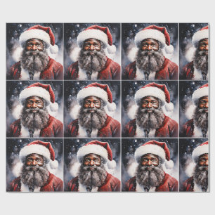 Zwarte Kerstman Melanine Kerstmis 3D St. Nick Cadeaupapier