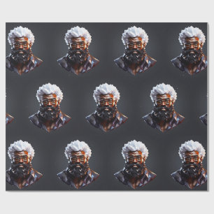 Zwarte Kerstman Melanine Kerstmis 3D St. Nicolaas Cadeaupapier