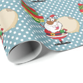 Zwarte Kerstman met cadeaus Cadeaupapier (Rol Hoek)