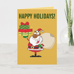 Zwarte Kerstman met cadeaus Feestdagen Kaart