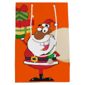 Zwarte Kerstman met cadeaus Medium Cadeauzakje (Achterkant)
