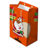 Zwarte Kerstman met cadeaus Medium Cadeauzakje (Achterkant Gekanteld)