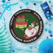 Zwarte Kerstman met cadeaus Papieren Bordje (Feest)