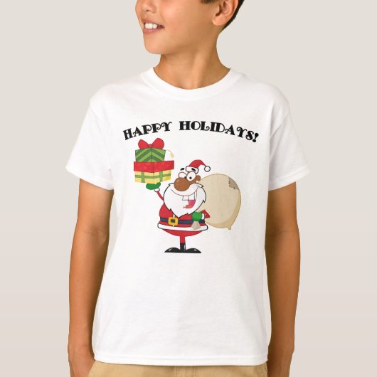 Zwarte Kerstman met cadeaus T-shirt (Voorkant)