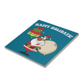 Zwarte Kerstman met cadeaus Tegeltje (Zijkant)