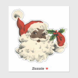 Zwarte Kerstman met Holly Sticker