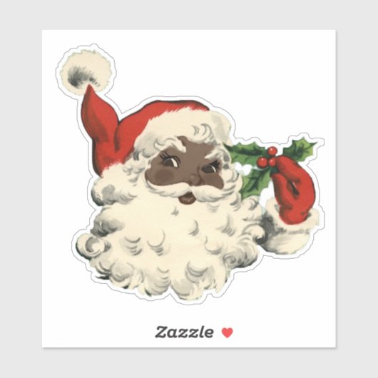 Zwarte Kerstman met Holly Sticker (Vel)