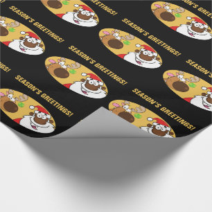 Zwarte Kerstman met rendier Cadeaupapier