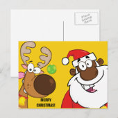 Zwarte Kerstman met rendier Feestdagenkaart (Voorkant / Achterkant)