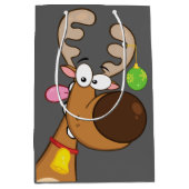 Zwarte Kerstman met rendier Medium Cadeauzakje (Voorkant)