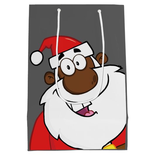 Zwarte Kerstman met rendier Medium Cadeauzakje (Achterkant)