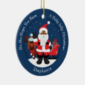 Zwarte Kerstman met Rudolph Keramisch Ornament (Rechts)