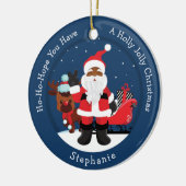 Zwarte Kerstman met Rudolph Keramisch Ornament (Links)
