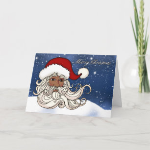 Zwarte Kerstman met sneeuw Vrolijk kerstfeest Feestdagen Kaart