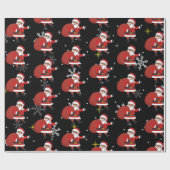 Zwarte Kerstman met sneeuwvlokken en kerstmis Cadeaupapier (Vlak)