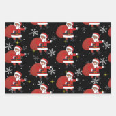Zwarte Kerstman met sneeuwvlokken en kerstmis Inpakpapier Vel (Voorkant)