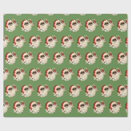  zwarte kerstman met snoepriet cadeaupapier (Vlak)