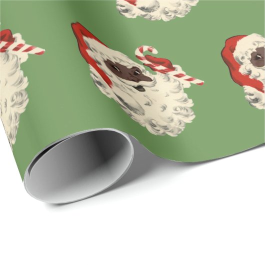  zwarte kerstman met snoepriet cadeaupapier (Rol Hoek)