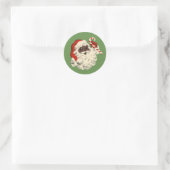 zwarte kerstman met snoepriet ronde sticker (Tas)
