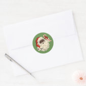 zwarte kerstman met snoepriet ronde sticker (Envelop)