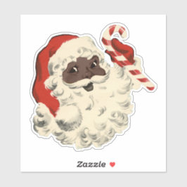 Zwarte Kerstman met snoepriet Sticker
