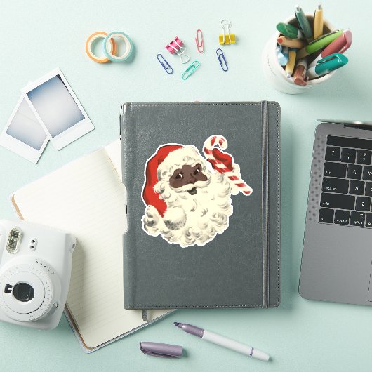 Zwarte Kerstman met snoepriet Sticker (iPad Cover)