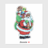 Zwarte Kerstman met speelgoed Sticker (Vel)