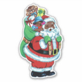 Zwarte Kerstman met speelgoed Sticker (Voorkant)
