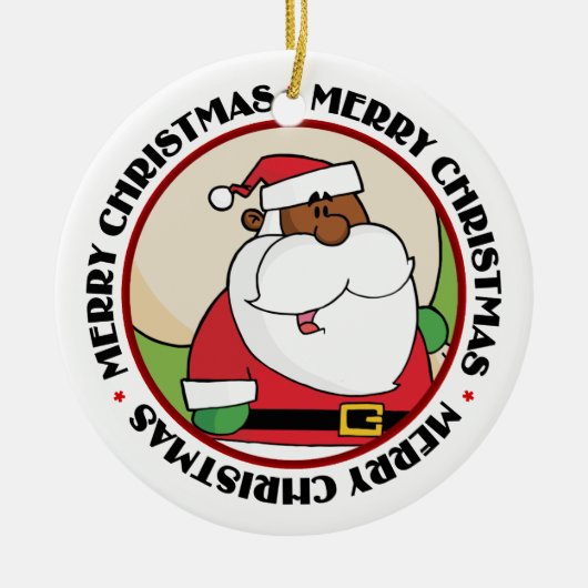 Zwarte kerstman met Speelgoed zak Keramisch Ornament (Voorkant)