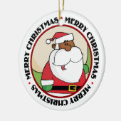 Zwarte kerstman met Speelgoed zak Keramisch Ornament (Links)