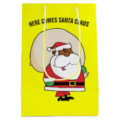 Zwarte kerstman met Speelgoed zak Medium Cadeauzakje (Achterkant)