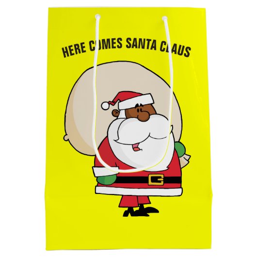 Zwarte kerstman met Speelgoed zak Medium Cadeauzakje (Achterkant)