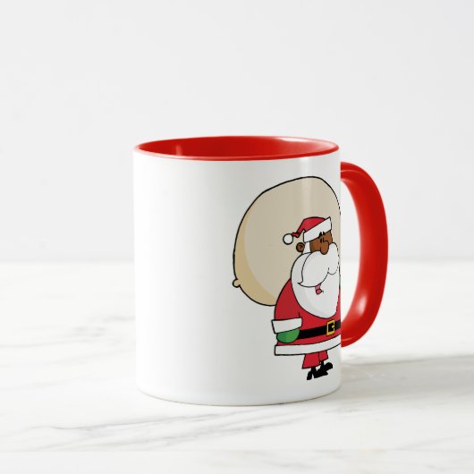 Zwarte kerstman met Speelgoed zak Mok (Voorkant rechts)