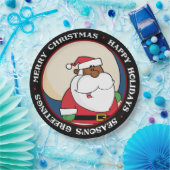 Zwarte kerstman met Speelgoed zak Papieren Bordje (Feest)