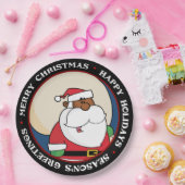 Zwarte kerstman met Speelgoed zak Papieren Bordje (Feest)