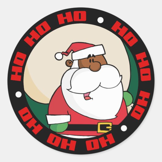 Zwarte kerstman met Speelgoed zak Ronde Sticker (Voorkant)