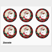 Zwarte kerstman met Speelgoed zak Ronde Sticker (Vel)