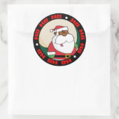 Zwarte kerstman met Speelgoed zak Ronde Sticker (Tas)