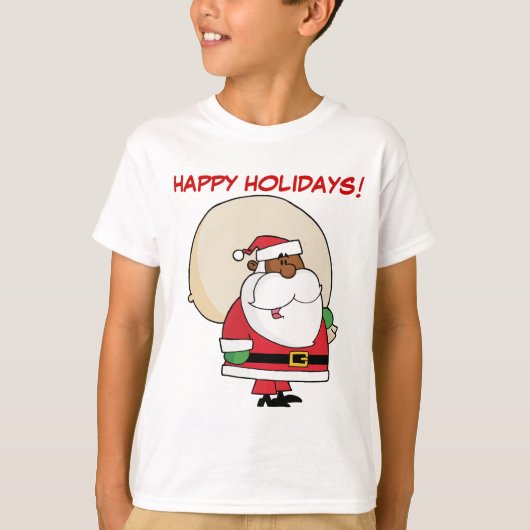Zwarte kerstman met Speelgoed zak T-shirt (Voorkant)