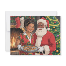 Zwarte Kerstman & Mevrouw Claus Kerstkaart